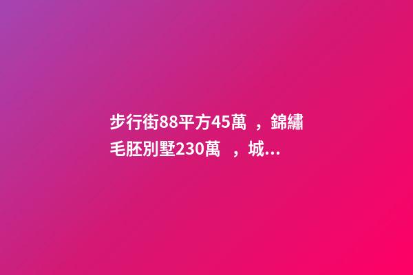 步行街88平方45萬，錦繡毛胚別墅230萬，城南自建房273平帶院165萬